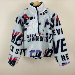 Free People Hit The Slopes Printed Fleece Pullover - Stand Out Never Still - XS